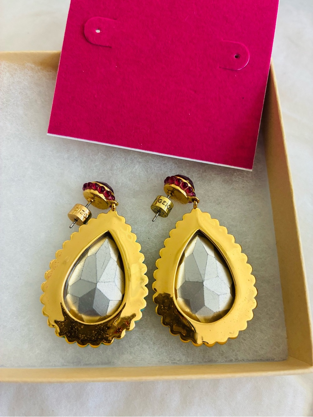 Kurt Geiger Gold and Turquoise Earrings, New, original price $178.00. - Picture 7 of 7